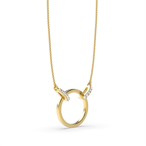 4 Prong Round Yellow Gold Spark Pendant Necklaces