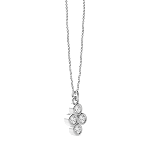 Bezel Setting Round Aqua beam Pendant Necklaces