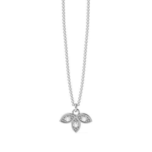 4 Prong Round 3 leaf Pendant Necklaces