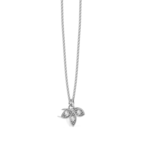 4 Prong Round 3 leaf Pendant Necklaces