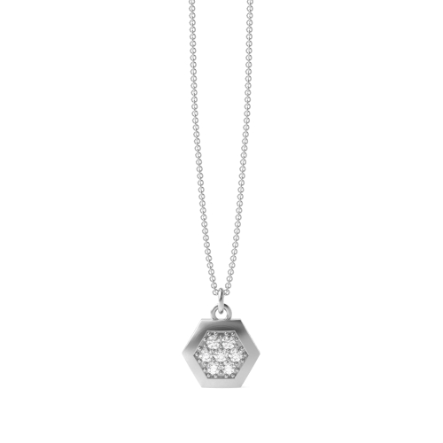 4 Prong Round Heaxagon shaped Pendant Necklaces