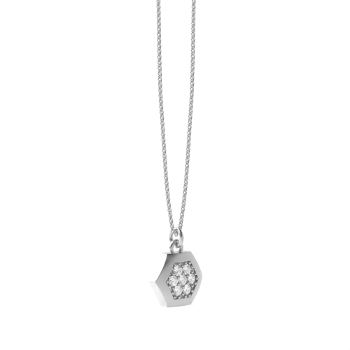 4 Prong Round Heaxagon shaped Pendant Necklaces