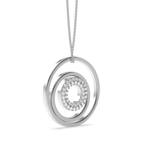4 Prong Round Light Circle Pendant Necklace