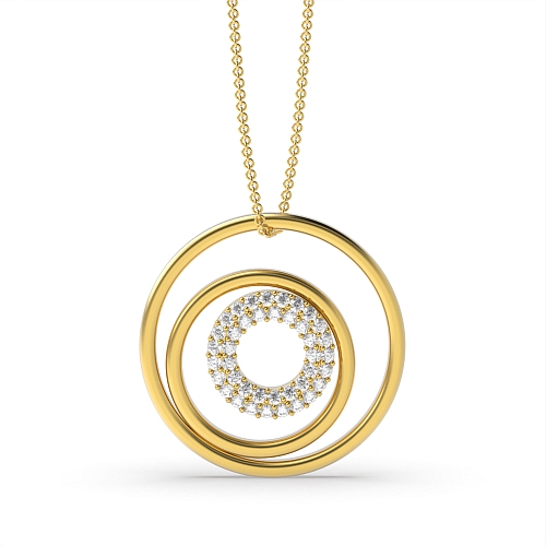4 Prong Round Yellow Gold Light Pendant Necklaces