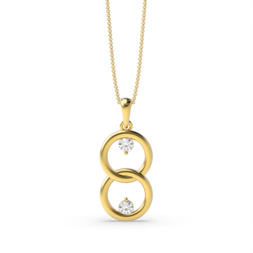 Bezel Setting Round Yellow Gold Infinity Pendant Necklaces