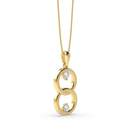 Bezel Setting Round Yellow Gold Infinity Pendant Necklaces