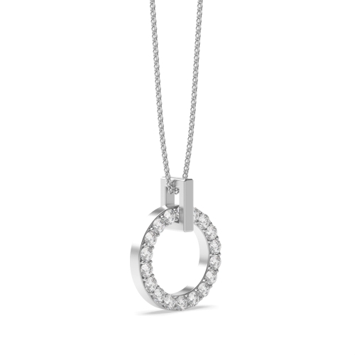 4 Prong Round Lustre Naturally Mined Diamond Circle Pendant Necklace