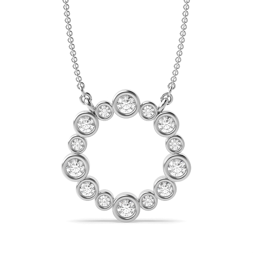 Bezel Setting Round Circle Pendant Necklace