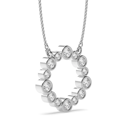 Bezel Setting Round Circle Pendant Necklace