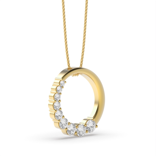 4 Prong Round Yellow Gold Circle Pendant Necklace