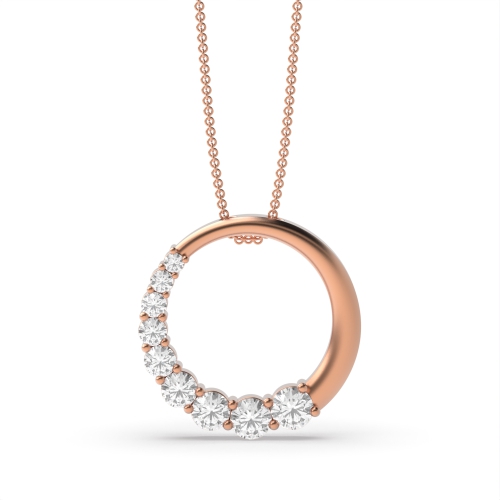4 Prong Round Rose Gold Glint Designer Pendant Necklaces