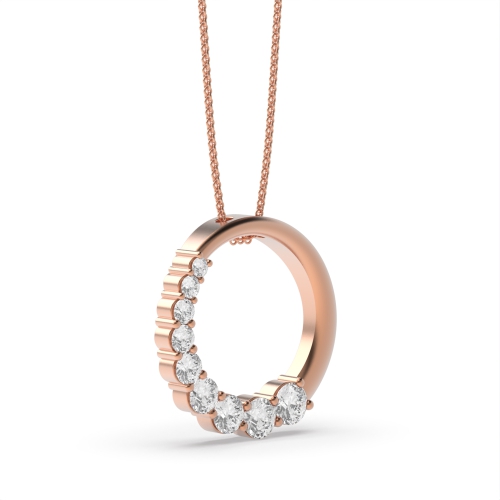 4 Prong Round Rose Gold Glint Designer Pendant Necklaces