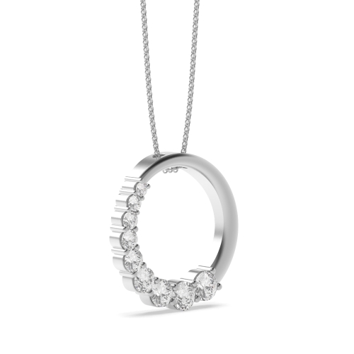 4 Prong Round Platinum Glint Designer Pendant Necklaces