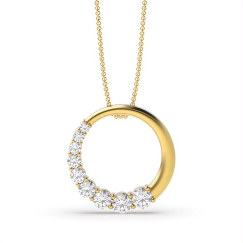 4 Prong Round Yellow Gold Glint Designer Pendant Necklaces