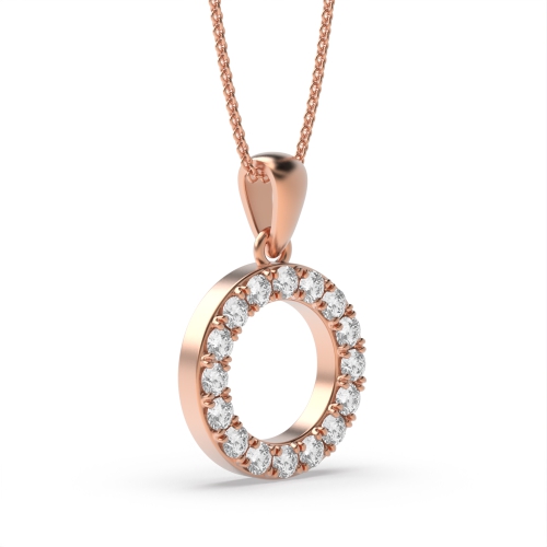 4 Prong Round Rose Gold Circle Pendant Necklace