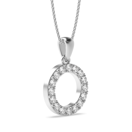 4 Prong Round Sheen Circle Pendant Necklace