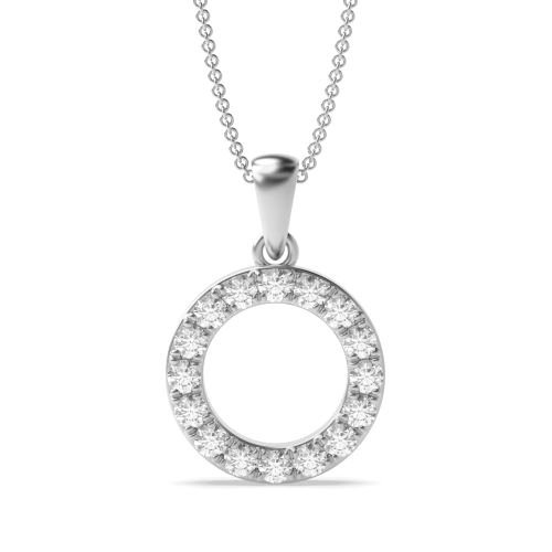 4 Prong Round Silver Sheen Circle Pendant Necklaces