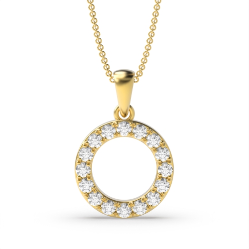 4 Prong Round Yellow Gold Sheen Pendant Necklaces
