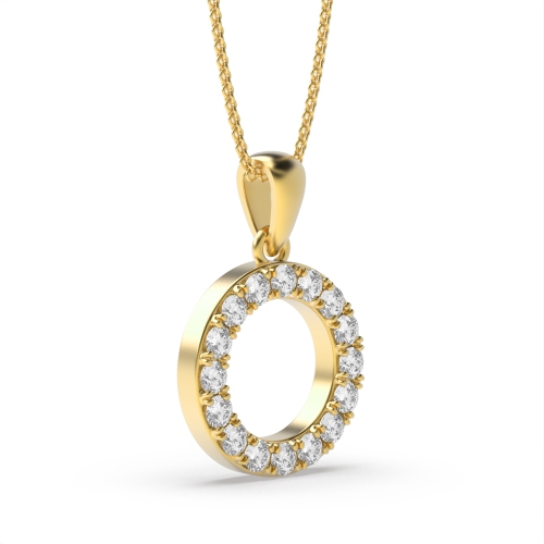 4 Prong Round Yellow Gold Sheen Pendant Necklaces