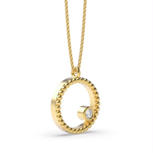 Bezel Setting Round Yellow Gold Circle Pendant Necklace