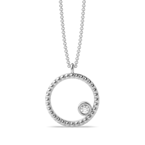 Bezel Setting Round Silver Gleam Circle Pendant Necklaces