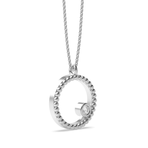 Bezel Setting Round Silver Gleam Circle Pendant Necklaces