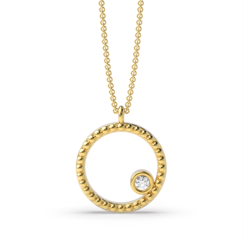 Bezel Setting Round Yellow Gold Gleam Pendant Necklaces