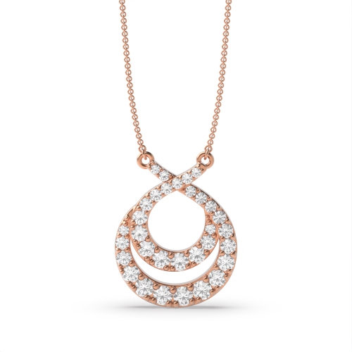 4 Prong Round Rose Gold Sparkle Designer Pendant Necklaces