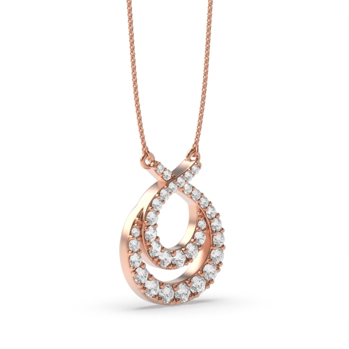 4 Prong Round Rose Gold Sparkle Designer Pendant Necklaces