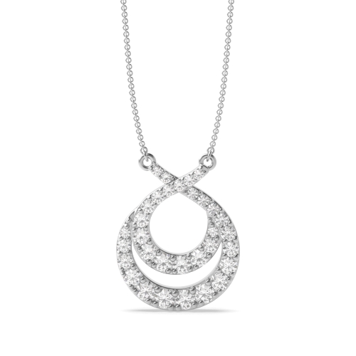 4 Prong Round Platinum Sparkle Designer Pendant Necklaces