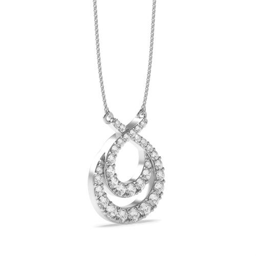 4 Prong Round Platinum Sparkle Designer Pendant Necklaces
