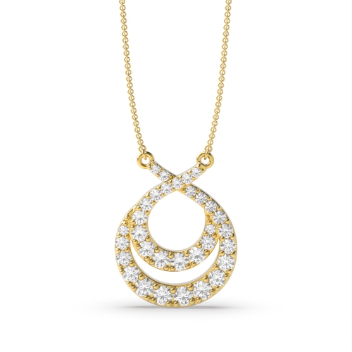 4 Prong Round Yellow Gold Sparkle Designer Pendant Necklaces
