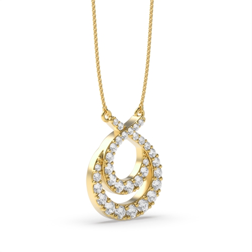 4 Prong Round Yellow Gold Sparkle Designer Pendant Necklaces