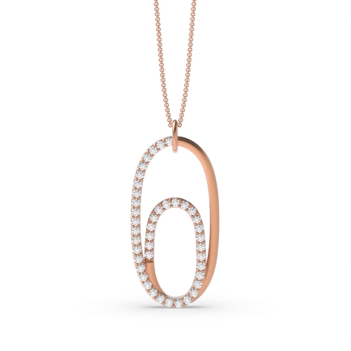 4 Prong Round Rose Gold Spiral Designer Pendant Necklaces