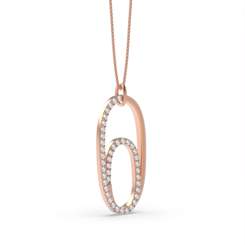 4 Prong Round Rose Gold Spiral Designer Pendant Necklaces