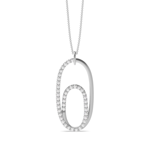 4 Prong Round Platinum Spiral Designer Pendant Necklaces