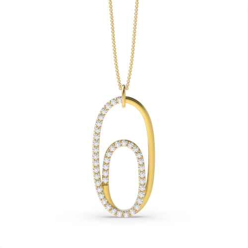 4 Prong Round Yellow Gold Spiral Designer Pendant Necklaces