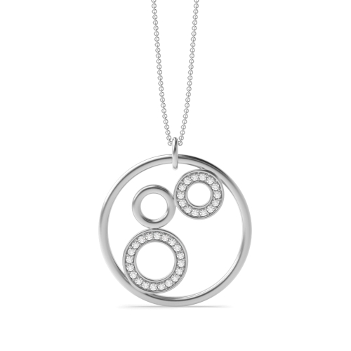 Pave Setting Round Platinum Circle Pendant Necklaces