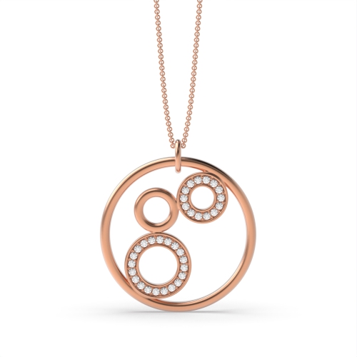 Pave Setting Round Rose Gold Multi Designer Pendant Necklaces