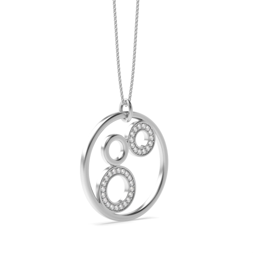 Pave Setting Round Platinum Multi Designer Pendant Necklaces