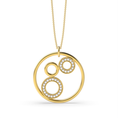 Pave Setting Round Yellow Gold Multi Designer Pendant Necklaces
