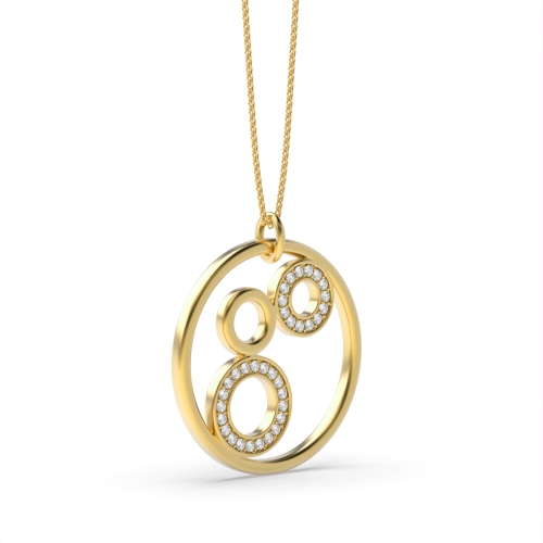 Pave Setting Round Yellow Gold Multi Designer Pendant Necklaces