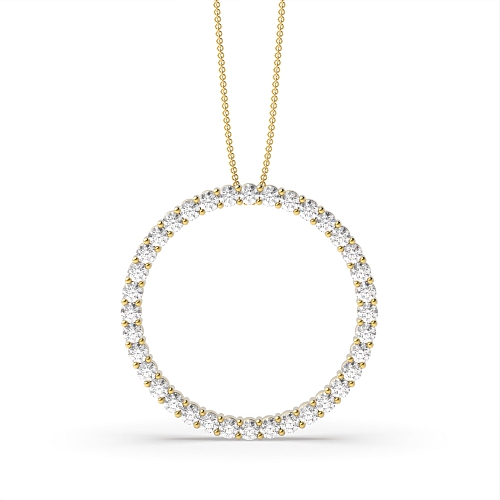 4 Prong Round Yellow Gold Circle of love Pendant Necklaces