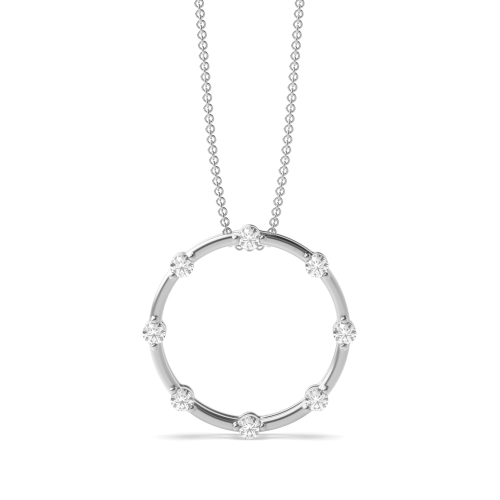 prong setting round shape diamond circle pendant