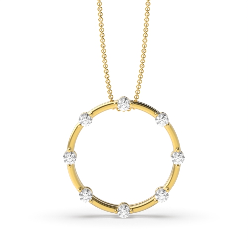 4 Prong Round Yellow Gold Glow Pendant Necklaces