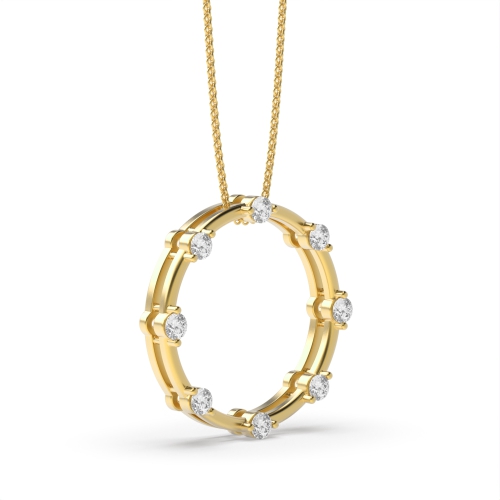 4 Prong Round Yellow Gold Glow Pendant Necklaces