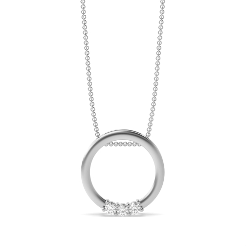 4 Prong Round Silver Glint circle Circle Pendant Necklaces