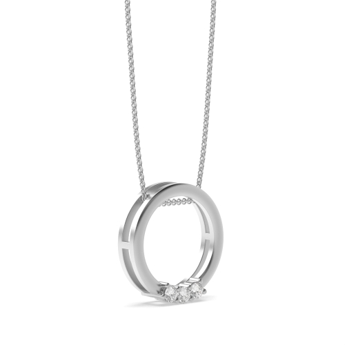 4 Prong Round Silver Glint circle Circle Pendant Necklaces