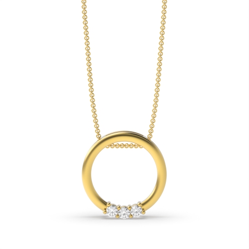 4 Prong Round Yellow Gold Glint circle Pendant Necklaces