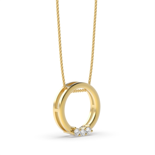 4 Prong Round Yellow Gold Glint circle Pendant Necklaces